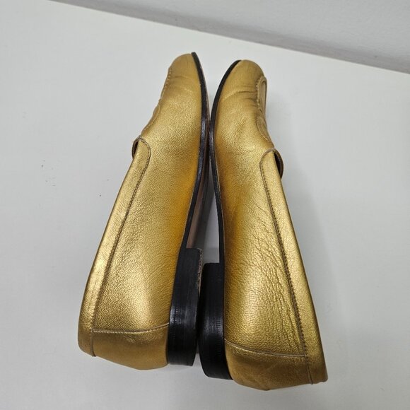 GUCCI Gold Leather Horsebit Penny  Loafers Flats Sz 6.5 / 37 EUR Designer Italy - Picture 8 of 13